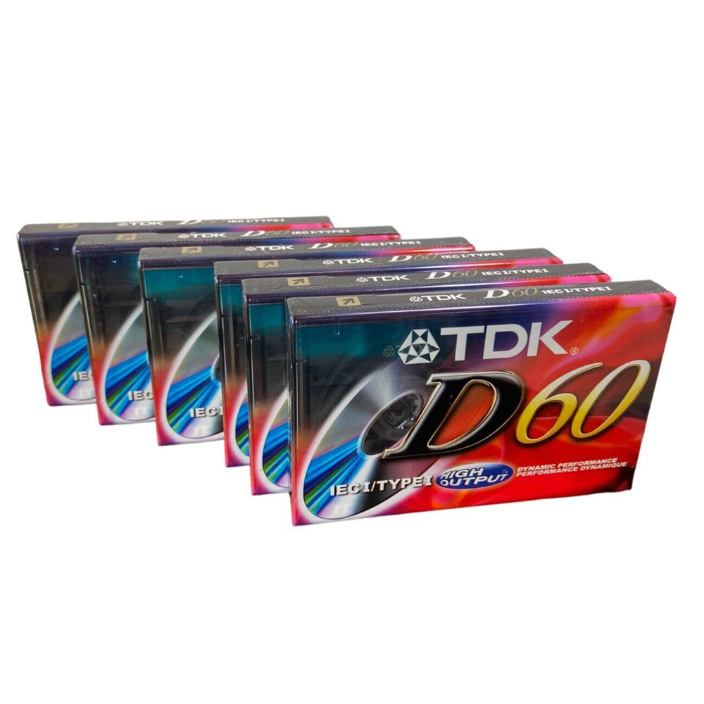 TDK D60 Blank Cassette Recording Tapes Lot Of 6 IECI/Type PEI New Old Stock